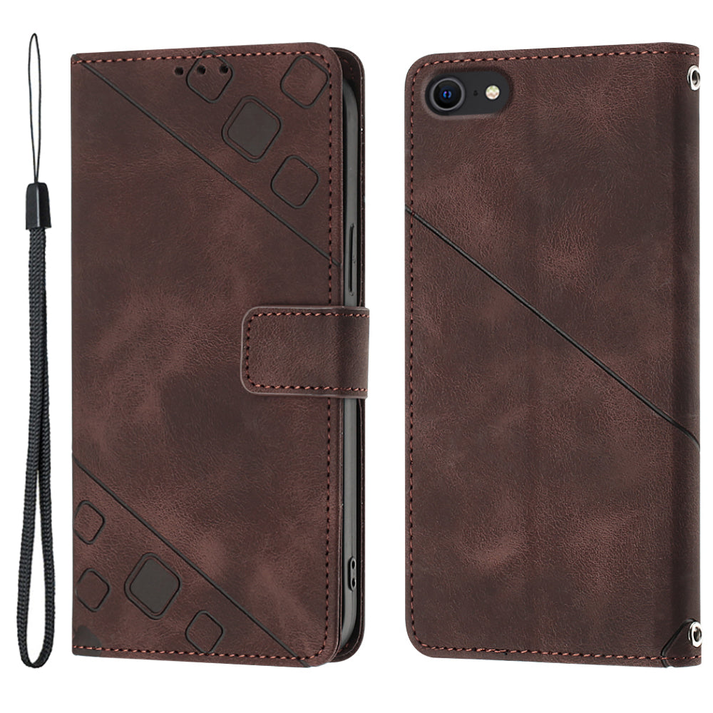 PT005 YB Imprinting Series-6 Leather Case for iPhone 7 8 SE (2020) SE (2022) Anti-scratch Flip Stand Wallet Cover PT005 YB Imprinting Series-6 Leather Case for iPhone 7 8 SE (2020) SE (2022) Anti-scratch Flip Stand Wallet Cover